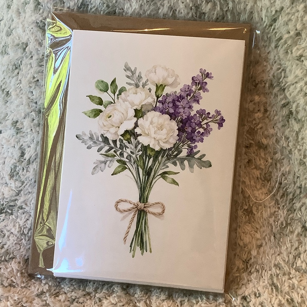 French Floral Bouquet Greeting Cards Set of 6 Variety Pk NWT